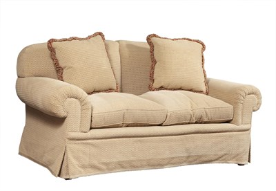 Lot 330 - Upholstered Loveseat With two pillows. Height...
