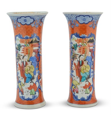 Lot 370 - Pair of Chinese Style Porcelain Beaker Vases...