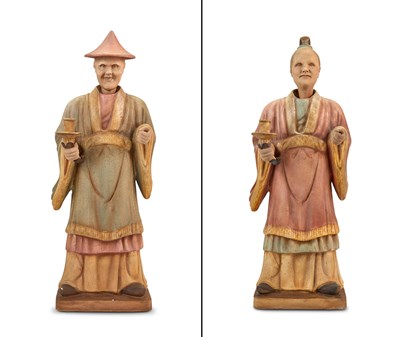 Lot 0 - Pair of Regency Style Plaster Chinosierie Nodding Figures