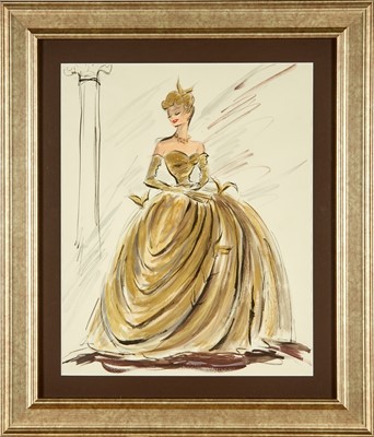 Lot 5104 - An Edith Head costume design for the iconic gold gown worn by Grace Kelly in To Catch a Thief