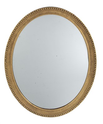 Lot 374 - George III Style Giltwood Oval Fluted Mirror...
