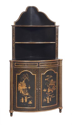 Lot 0 - Chinoiserie Decorated Corner Media Cupboard