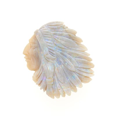 Lot 1158 - Unmounted Carved White Opal Native American Chieftain