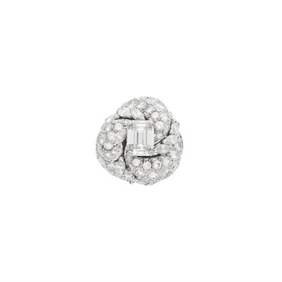 Lot 167 - Platinum and Diamond Bombé Ring