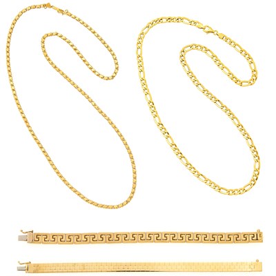 Lot 1266 - Two Gold Bracelets and Two Necklaces