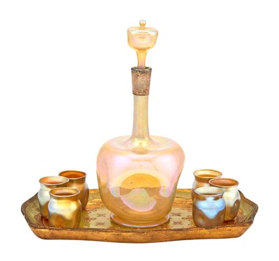 Lot 234 - Assembled Tiffany Gold Favrile Glass Liqueur...
