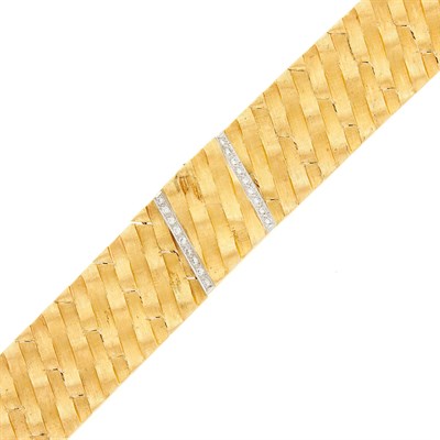 Lot 1190 - Two-Color Gold and Diamond Bracelet