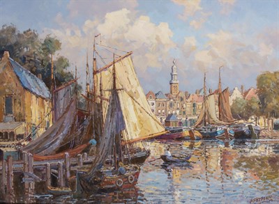 Lot 51 - Willem Heytman Dutch, b. 1950 Harbor Scene...