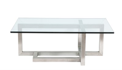 Lot 372 - Brushed Metal and Glass Low Table Height 17...