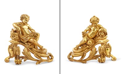 Lot 707 - Pair of Napoleon III Gilt-Bronze Chenets Late...