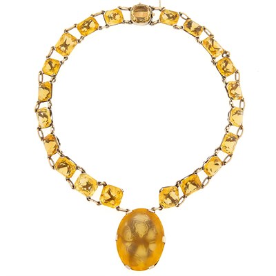 Lot 1135 - Low Karat Gold and Citrine Necklace