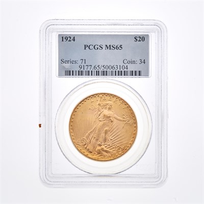 Lot 1077 - United States 1924 $20 St. Gaudens PCGS MS 65