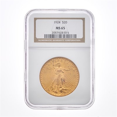 Lot 1078 - United States 1924 $20 St. Gaudens NGC MS65