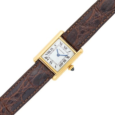Lot 1216 - Cartier Paris Gold 'Tank' Wristwatch