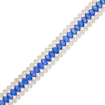 Lot 1135 - White Gold, Sapphire and Diamond Bracelet