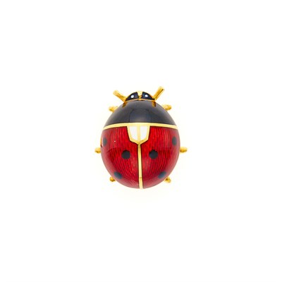 Lot 1218 - Gold and Enamel Lady Bug Clip