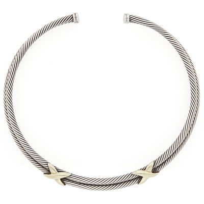 Lot 1230 - David Yurman Silver and Gold Collar Necklace
