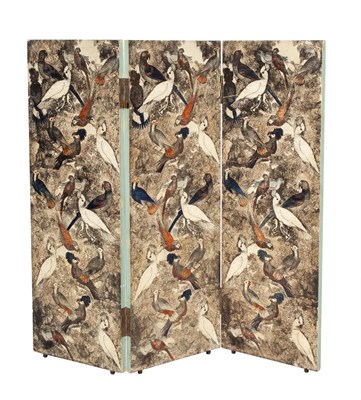Lot 331 - Piero Fornasetti Lithographed Double-Sided Folding Three Panel Screen