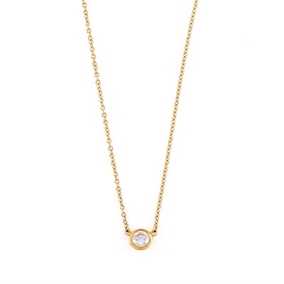 Lot 1260 - Tiffany & Co., Elsa Peretti Gold and Diamond Pendant-Necklace