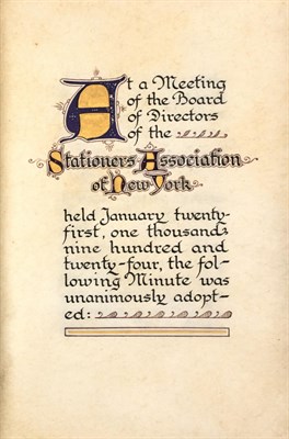 Lot 204 - [NEW YORK-CALLIGRAPHY]
AMES & ROLLINSON. Calligraphic presentation manuscript on vellum.