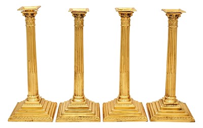 Lot 151 - Set of Four George III Sterling Silver Gilt Candlesticks