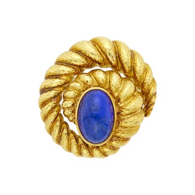 Lot 21 - David Webb Gold and Lapis Pendant Clip-Brooch
