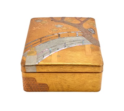 Lot 73 - A Large Japanese Shell-Inlaid Lacquer Box and Cover