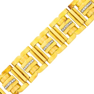 Lot 67 - Wide Gold and Diamond Bracelet