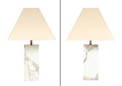 Lot 348 - Near Pair of Walter von Nessen Marble Lamps