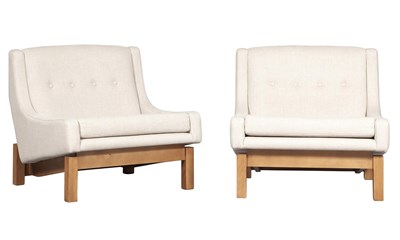 Lot 350 - Pair of Sergio Rodrigues Upholstered Paraty Lounge Armchairs