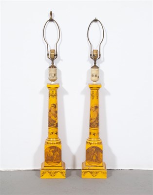 Lot 691 - Pair of French Tole Painted Lamps Height 23...