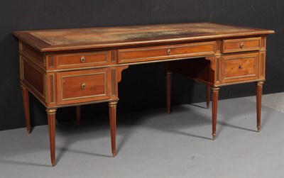Lot 700 - Louis Phillippe Leather-Inset Brass-Bound Mahogany Bureau Plat