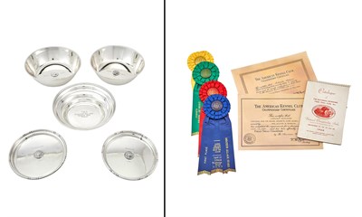 Lot 1119 - Group of Five American Sterling Silver Kennel Club Trophies