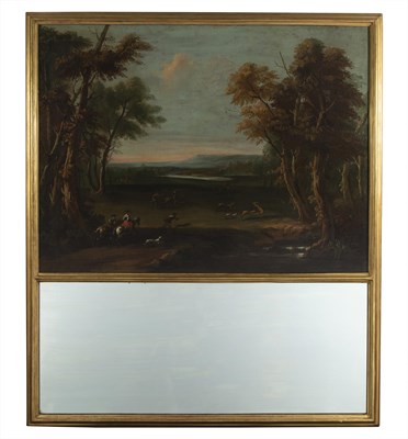 Lot 221 - Giltwood Trumeau Mirror Height 63 1/2 inches,...