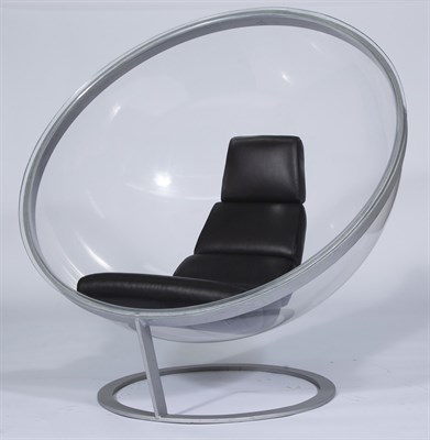 Lot 351 - Christian Daninos Acrylic, Metal and Leather Upholster Model Bulle (Bubble) Lounge Chair