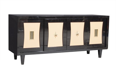 Lot 248 - Art Deco Style Leather Inset Lacquer Side Cabinet