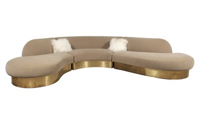 Lot 270 - Milo Baughman Brass and Upholstered Sit Tight Sectional Sofa
