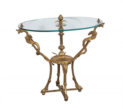 Lot 253 - Neoclassical Style Gilt Bronze and Glass Side Table