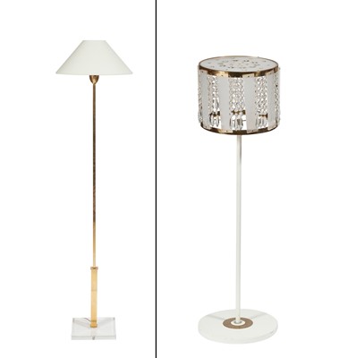 Lot 246 - Two Brass and Acrylic Floor Lamps