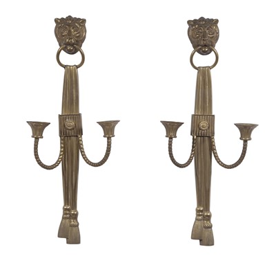 Lot 247 - Pair of Brass Two-Light Sconces