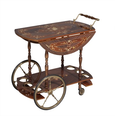 Lot 225 - Gilt-Metal and Faux Marquetry Bar Cart