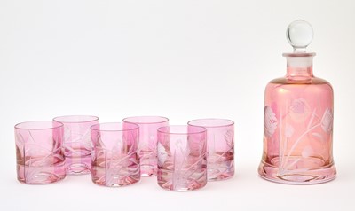 Lot 274 - Group of Cranberry Lustre Glass Barware