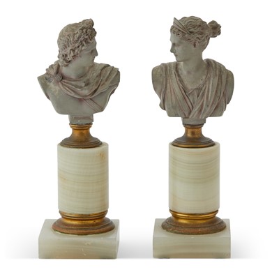 Lot 234 - Pair of Small Stone and Metal Busts