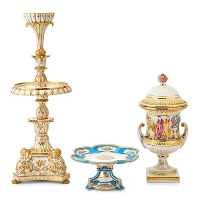 Lot 213 - Gilt-Decorated Porcelain Dessert Stand; Together with Two Other Porcelain Articles