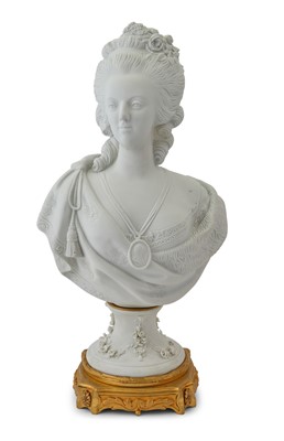 Lot 254 - French Bisque Porcelain Bust of a Woman