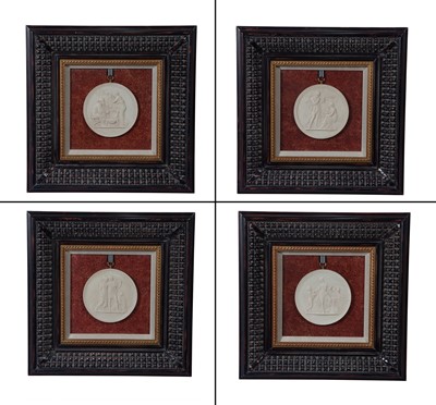 Lot 264 - Set of Four Framed Royal Copenahagen Bisque Porcelain Medallions