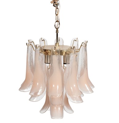 Lot 221 - Pink and White Murano Glass Chandelier