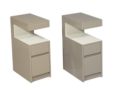 Lot 367 - Pair of Lacquered Cantilevered Bedside Tables
