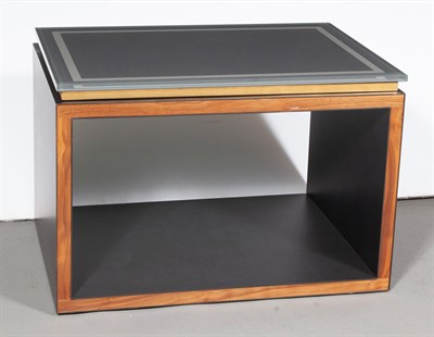Lot 370 - Carlyle Design Bespoke Steel Wrapped Walnut and Glass Side Table