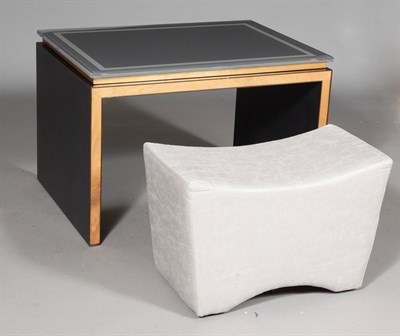 Lot 371 - Carlyle Design Bespoke Steel Wrapped Walnut and Glass Side Table